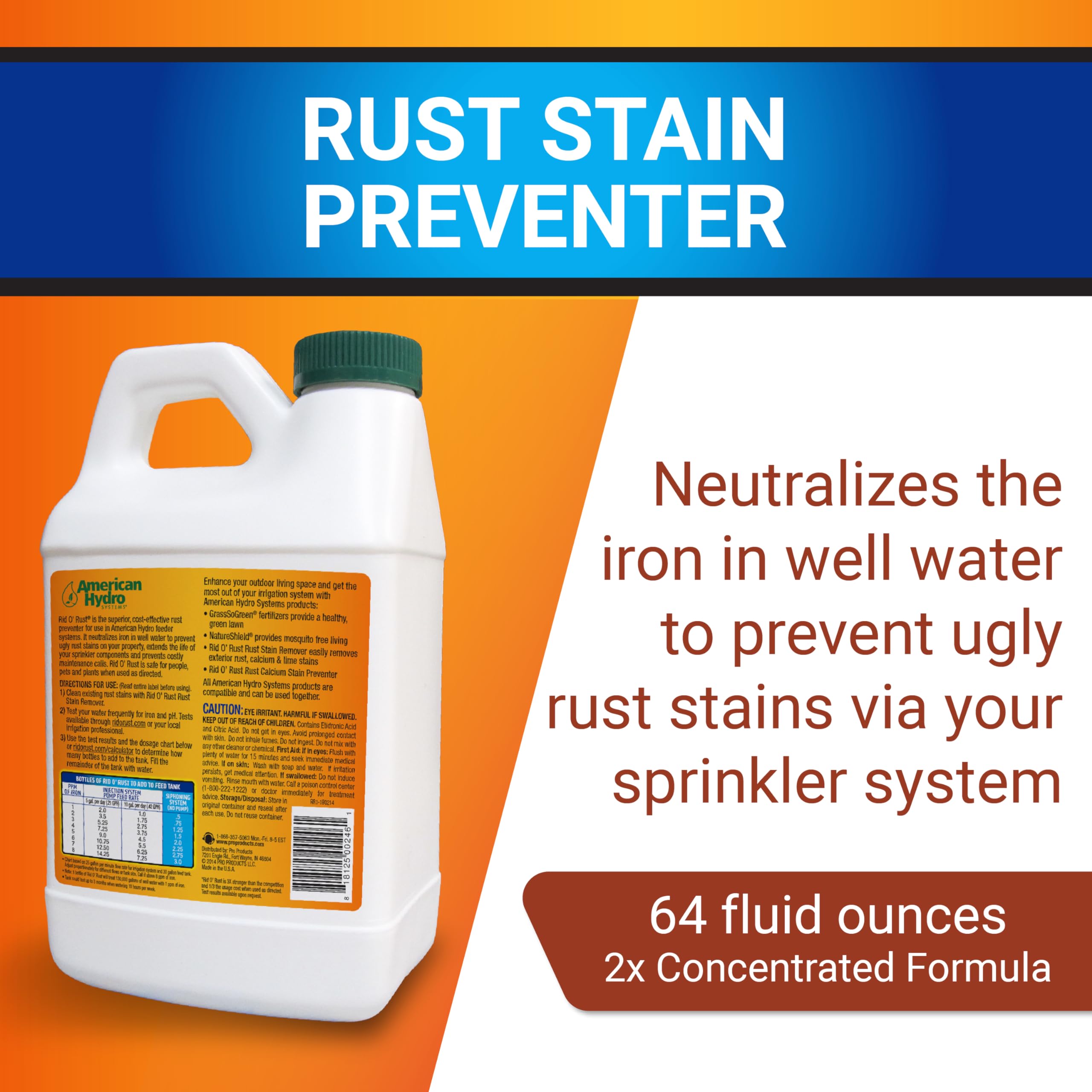 Rid O' Rust 64oz label closeup showing product purpose and usage