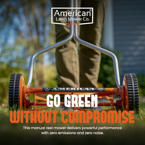 American Lawn Mower Company 1204-14 adjustable height illustrates versatile cutting heights.