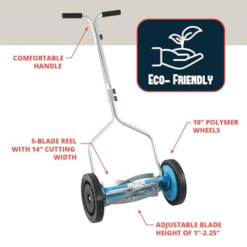 Ergonomic handle grip on the 1304-14SK2 for comfortable pushing and control.