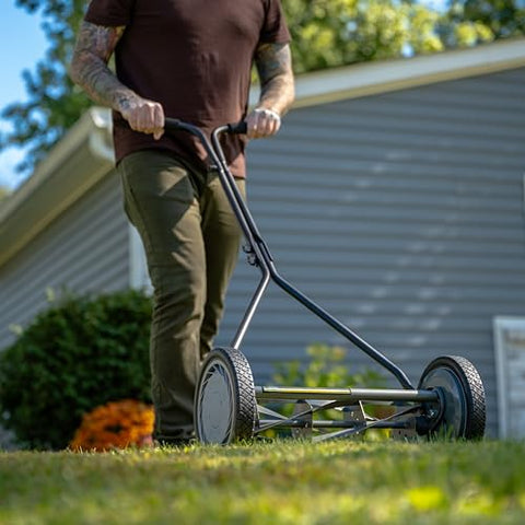 American Lawn Mower Company 1415-16 blade close-up highlights hardened steel for lasting sharpness.