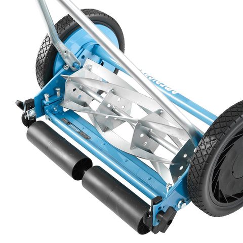 American Lawn Mower Company 1415-16SK2 mowing with proper overlap techniques.