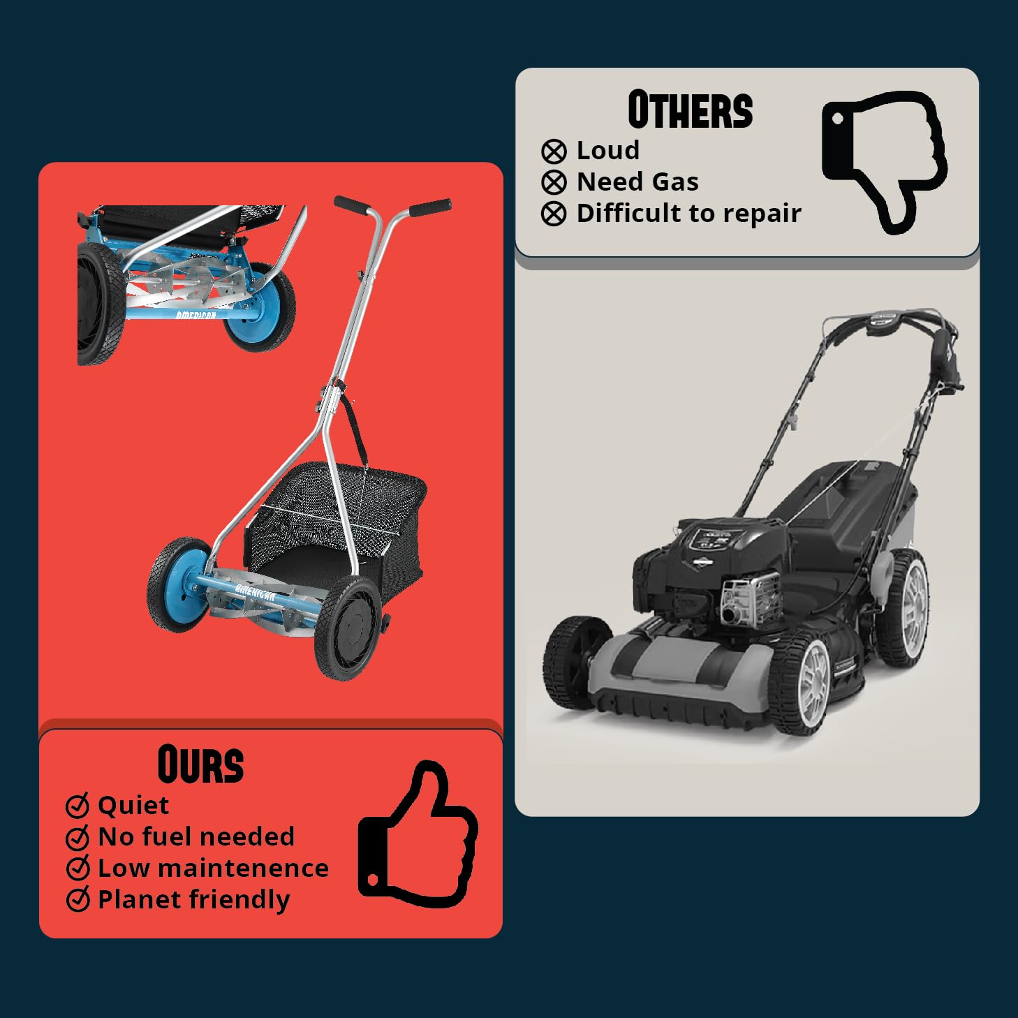 American Lawn Mower Company 1604-16 cushion grip handle for comfortable use.