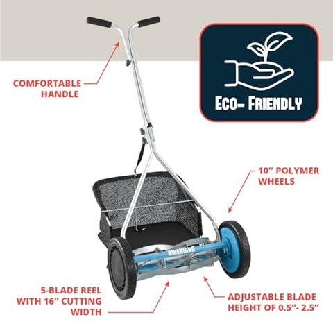 American Lawn Mower Company 1604-16 shows 16-in cutting width for even coverage.