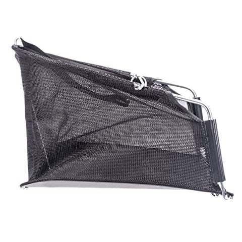 GC91820 grass catcher back view with fold-down design for compact storage