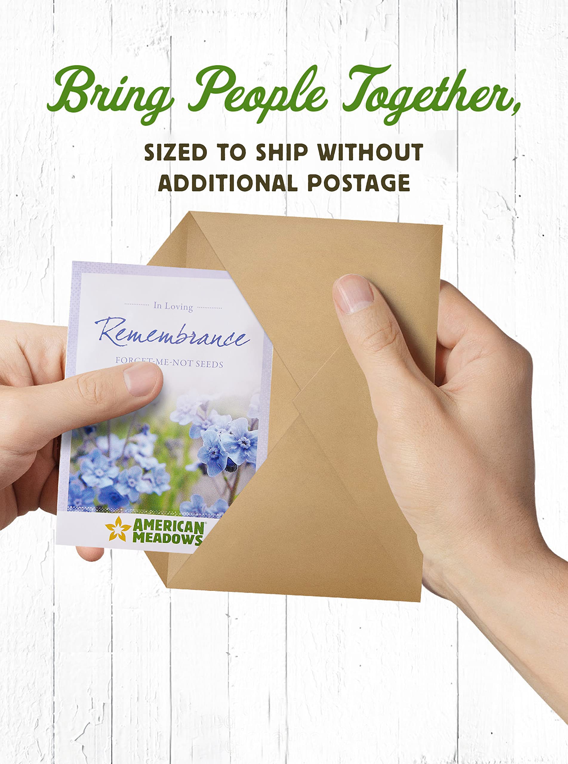 American Meadows memorial favors artwork on package for remembrance.