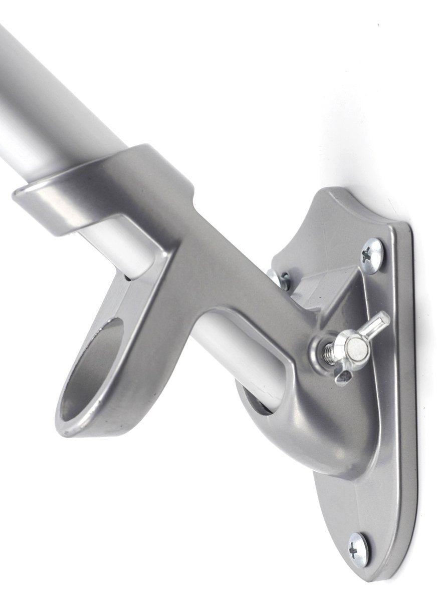 American Signature black flagpole bracket with two mounting positions for stability.