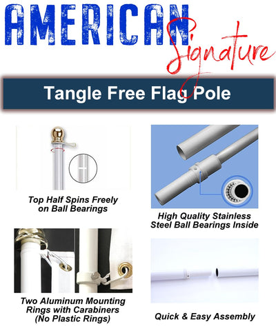 American Signature wall mount bracket secures the flagpole for outdoor display.