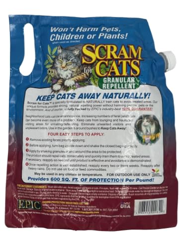 America's Finest Scram for Cats applied in a garden bed to deter cats.