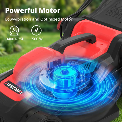 AMERISUN 12.5A motor close-up emphasizing powerful, corded performance with low maintenance