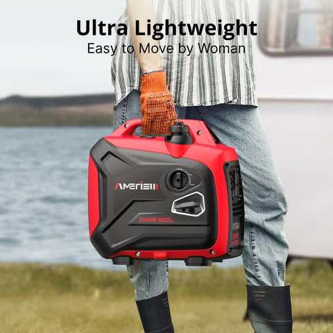AMERISUN 2500W inverter generator compact lightweight design enhances portability for outdoor adventures.