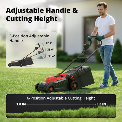 AMERISUN 2in1 mulching and grass catcher demonstrating nutrient return and easy disposal