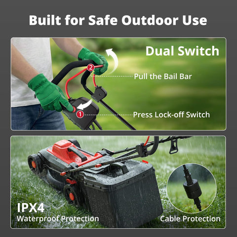 AMERISUN IPX4 safety features visible on rear shield for safe operation