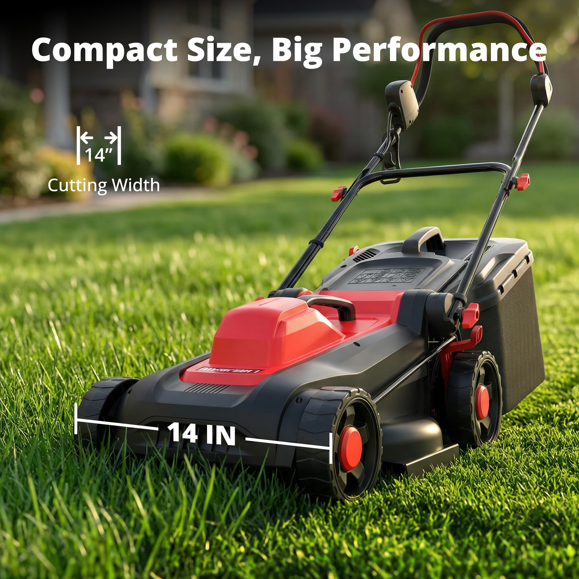 AMERISUN lightweight mower enabling effortless pushing and storage in small spaces