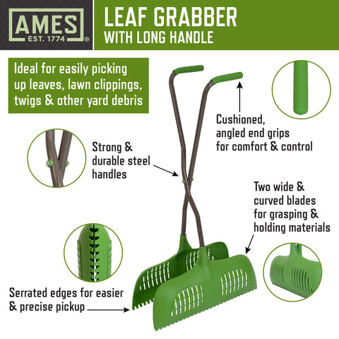 AMES Leaf Grabber Rake Angled Grips reduce hand fatigue during sessions