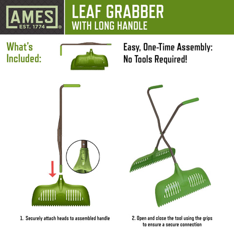 AMES Leaf Grabber Rake with Serrated Edges helps lift tough debris with control
