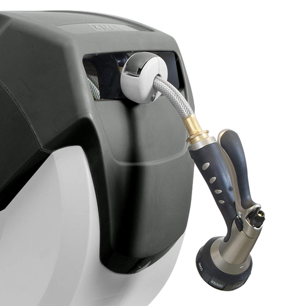 AMES NeverLeak AutoWinder demonstrates effortless retraction with a tug on the hose