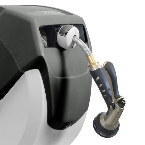 AMES NeverLeak AutoWinder demonstrates effortless retraction with a tug on the hose