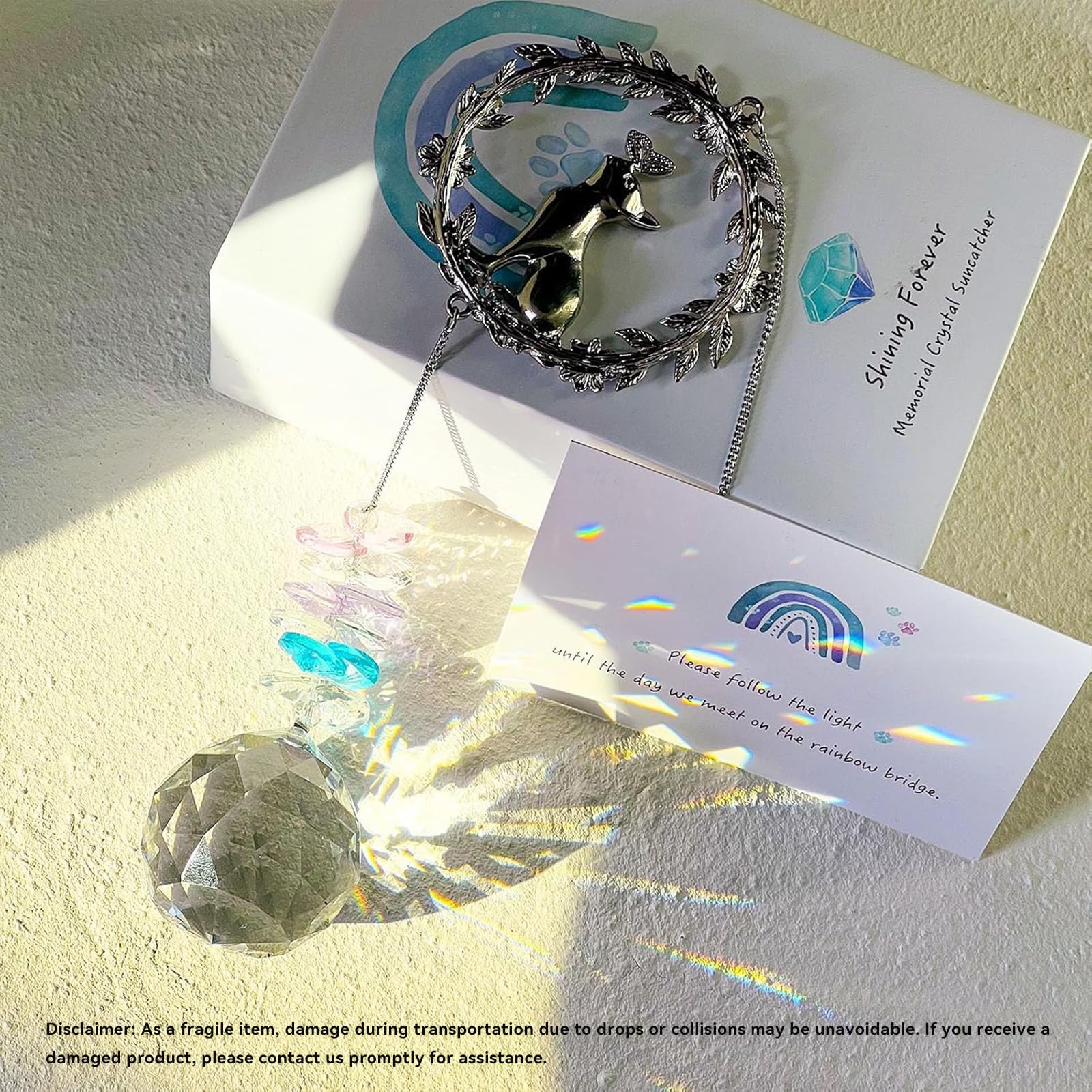 AMETHUARTZ Cat mom memorial gift in elegant gift box for comfort and condolences