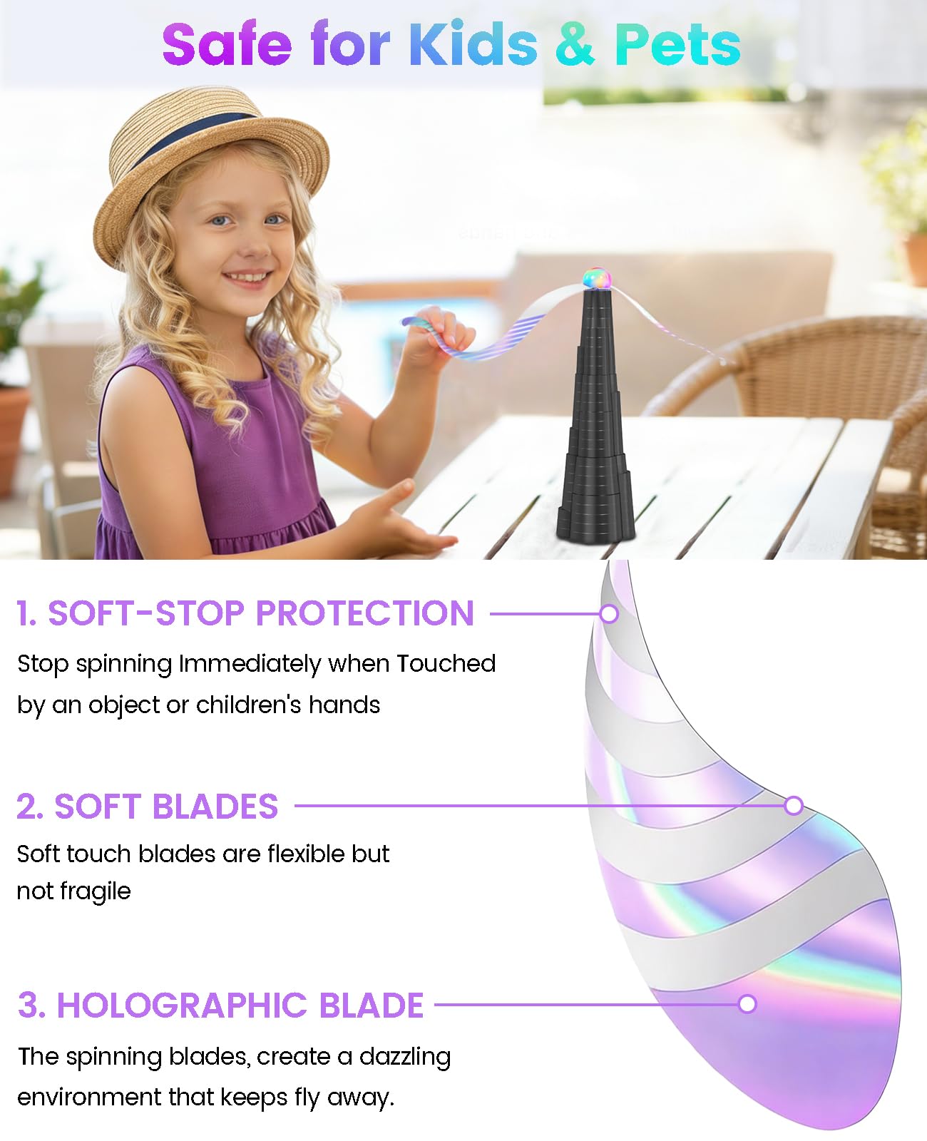 AMFLOWER foldable portable fan fits compactly for travel dining.