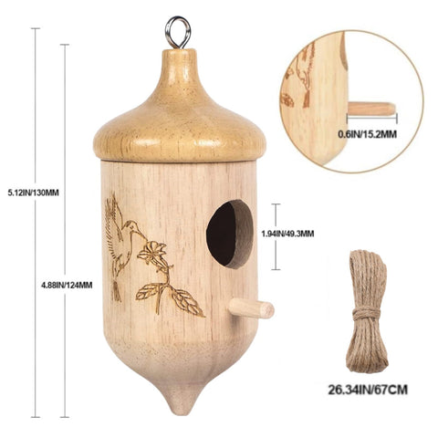AMFUN acorn-flowers hummingbird house side pattern highlights hand-carved floral detail for outdoor décor