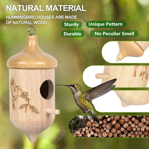 AMFUN hummingbird house entrance detail offers perch for feeding and nesting