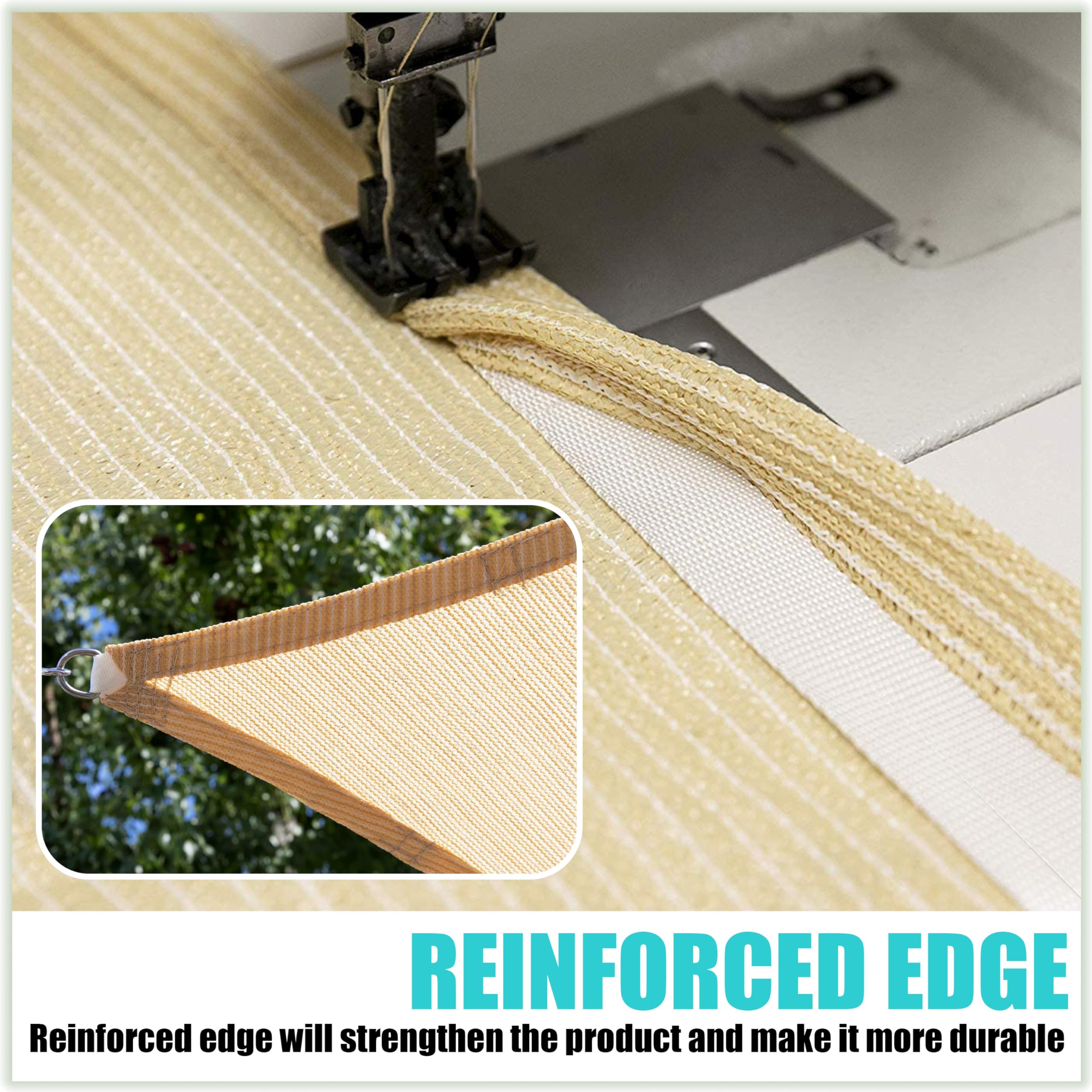 Amgo rust-proof D-rings secure outdoor shade installation.