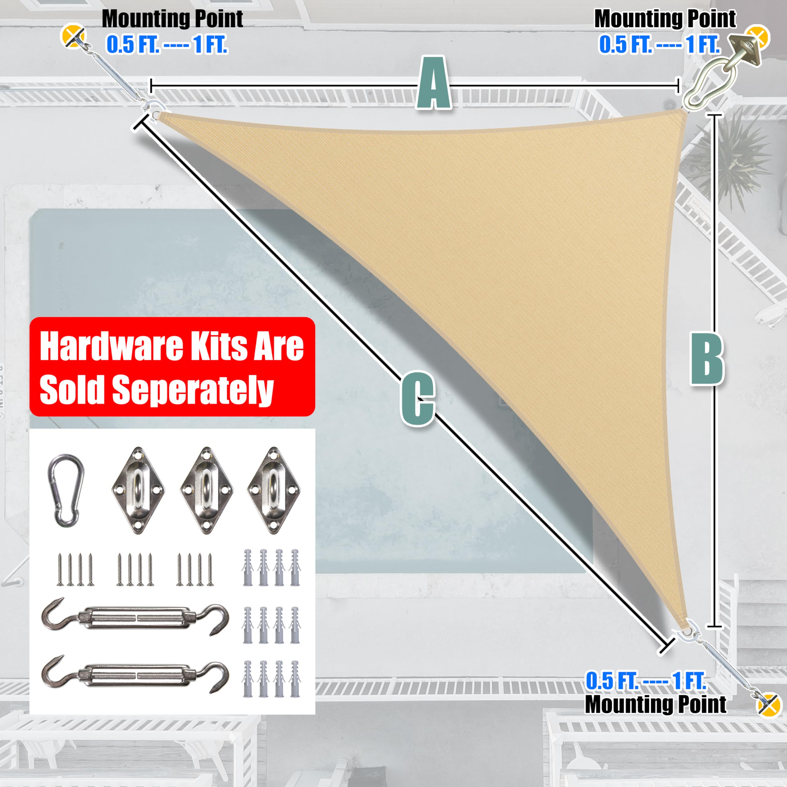 Amgo hardware kit for easy shade sail installation