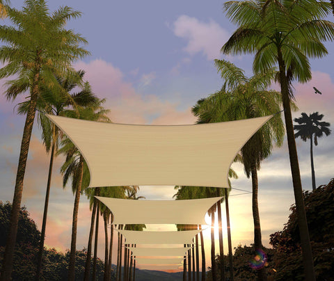 Amgo shade sail 16x20 beige rectangle provides durable UV protection for outdoor spaces.