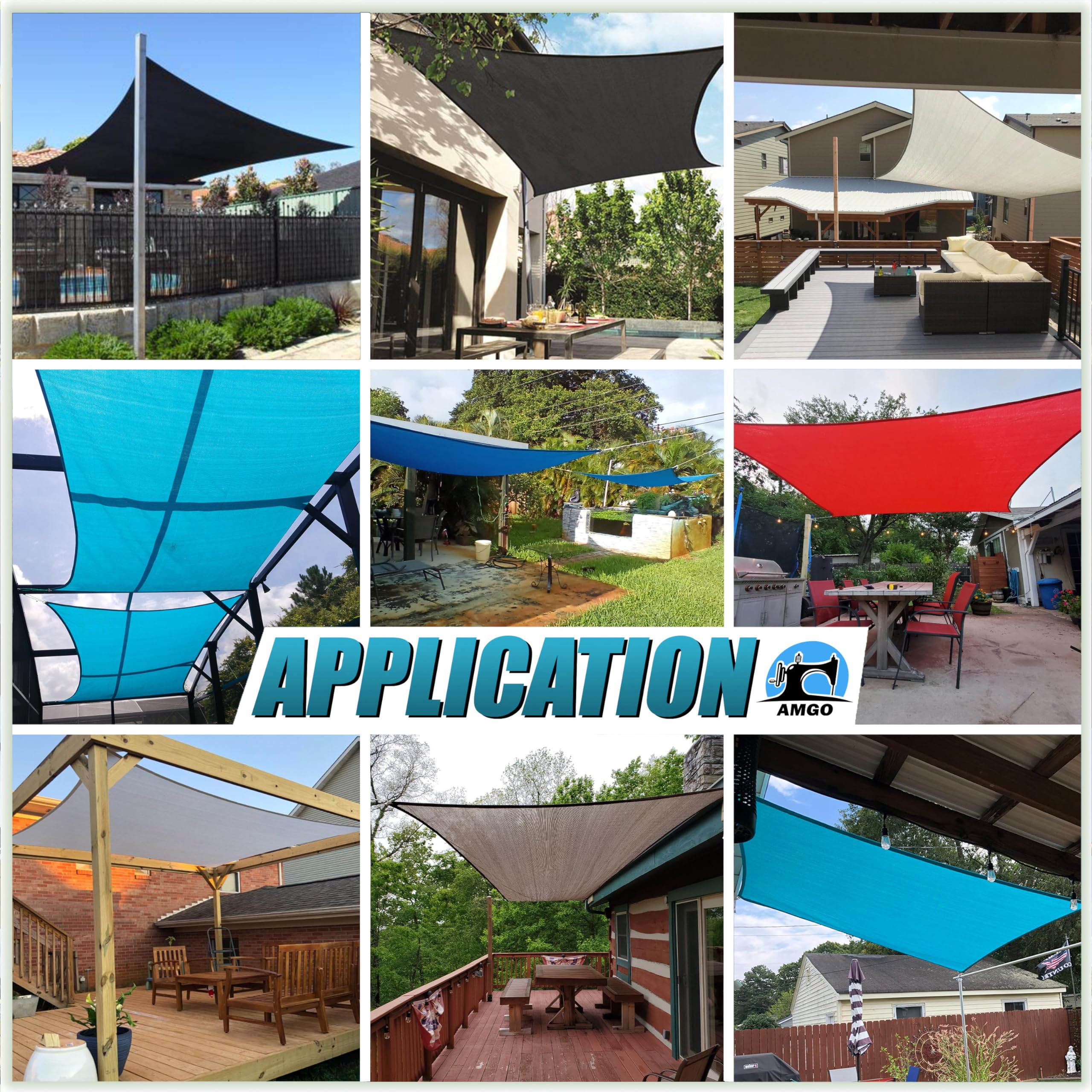 Amgo shade sail stainless D-rings resist rust for secure mounting.