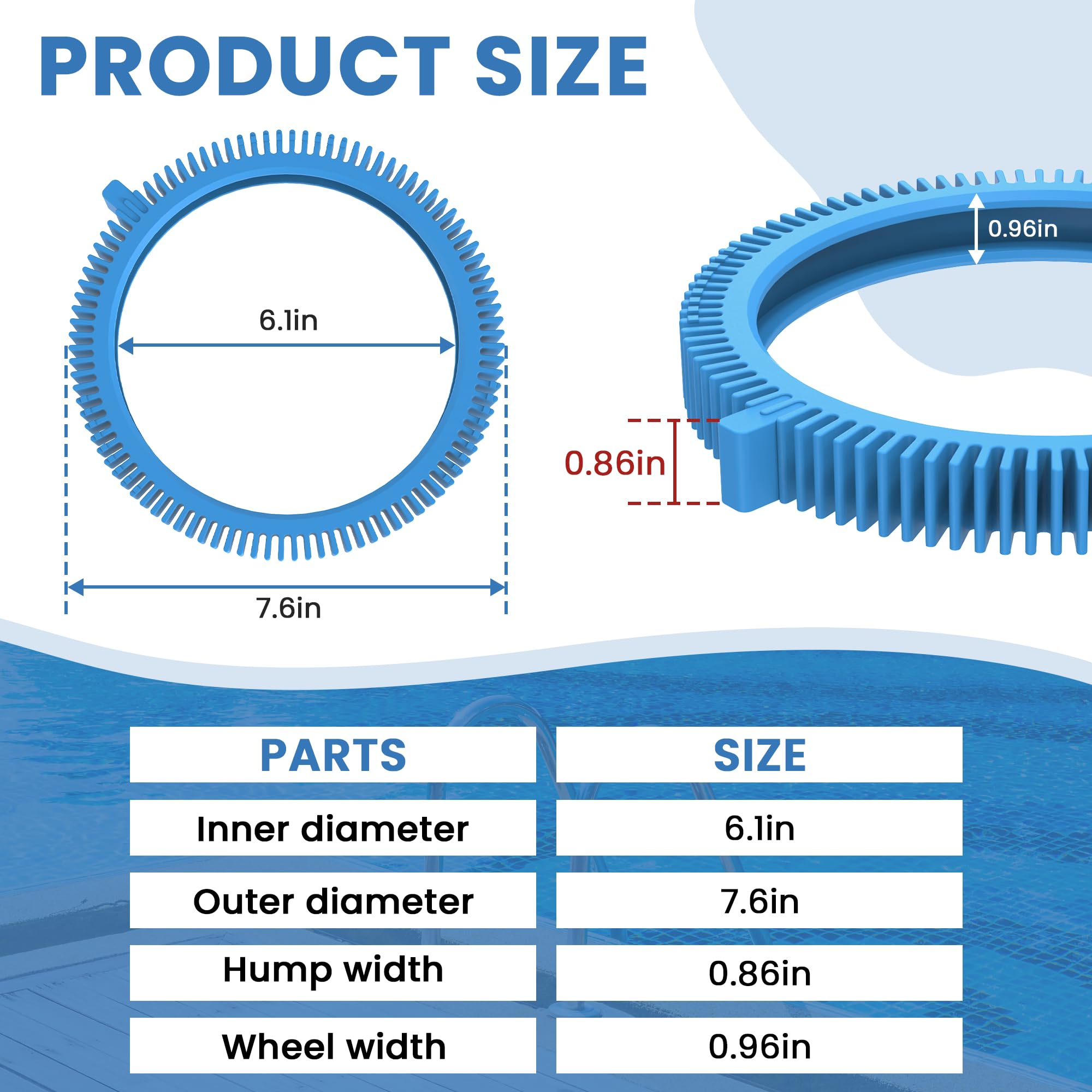 AMI PARTS front tire humps replacement ensures smoother operation for Poolvergnuegen cleaners.