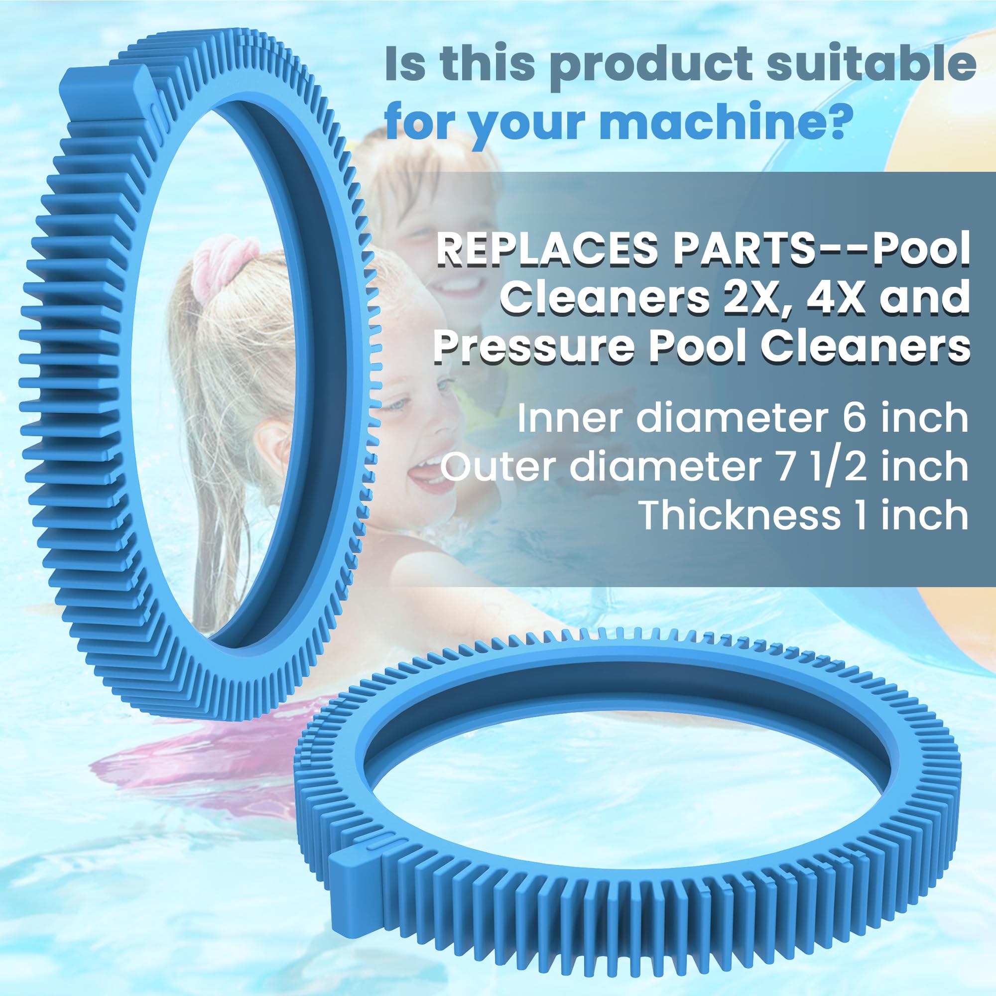 AMI PARTS heavy-duty blue front tire designed for pool cleaners with long wear.