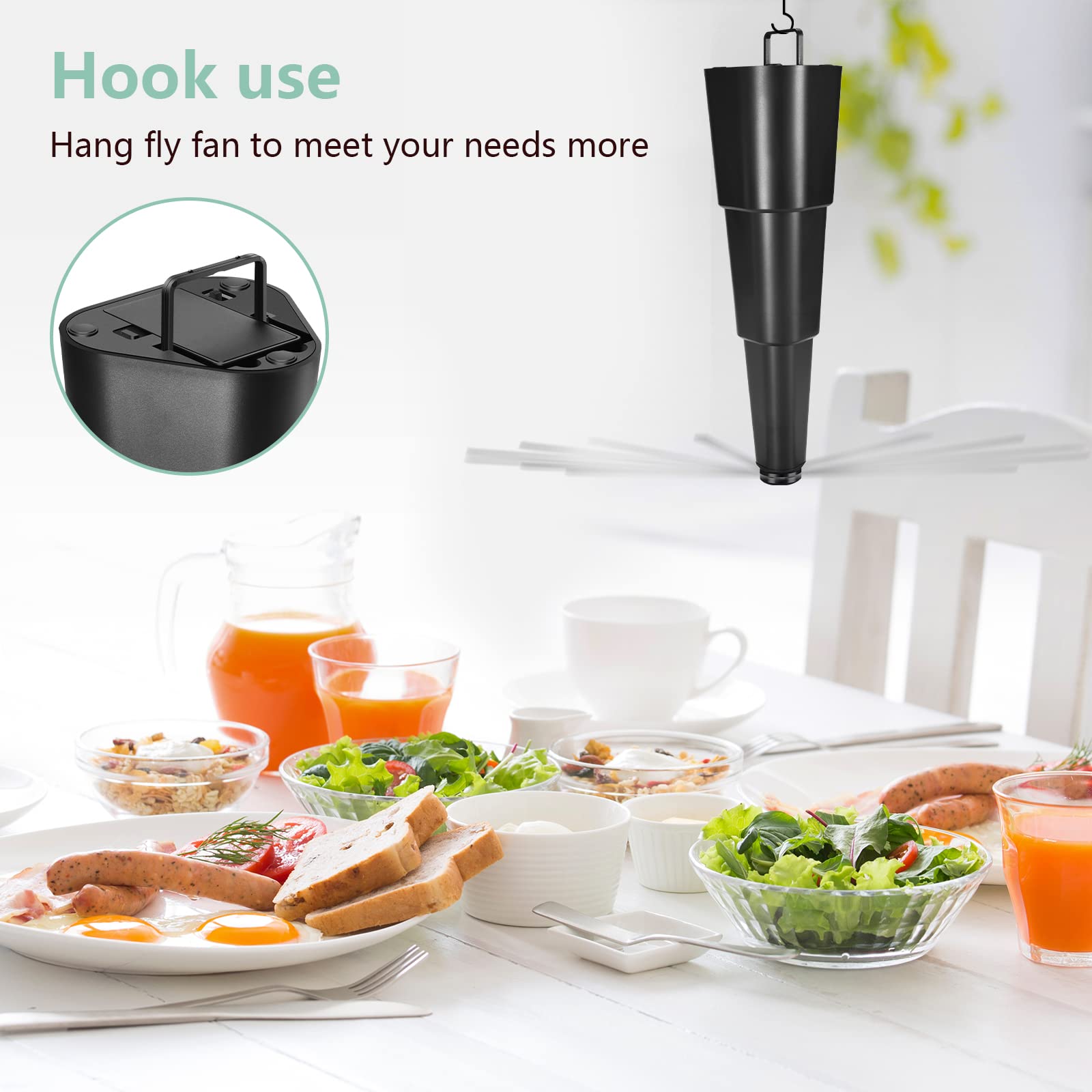 AMIAEDU fly fan stand or hang for flexible indoor or outdoor use.