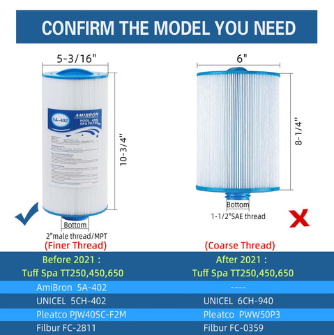 Amibron 2-inch MPT bottom aligns with compatible spa fittings for simple installation.