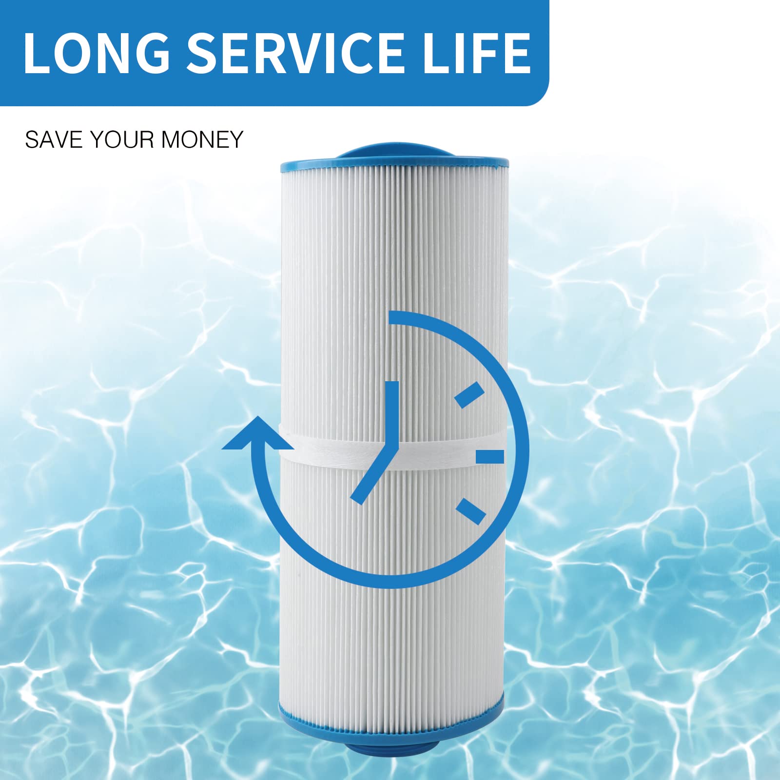 NSF-certified materials used in AmiBron 5CH-502 spa filter for safe water.