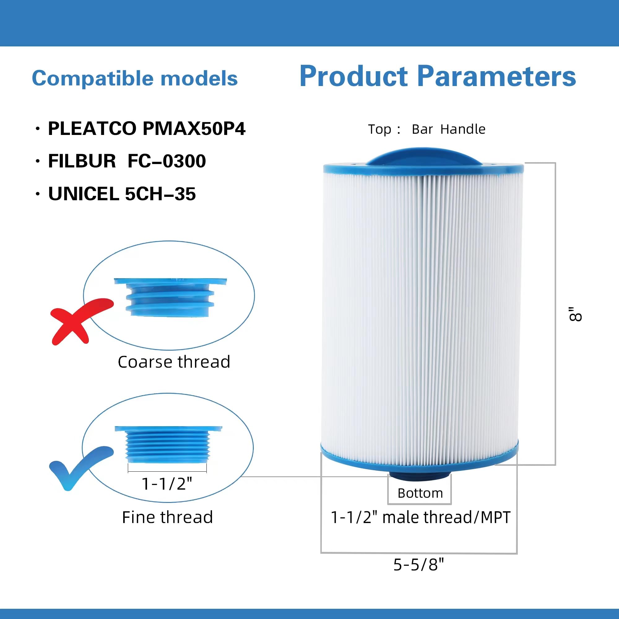AmiBron PMAX50 spa filter top handle close up demonstrates easy removal.