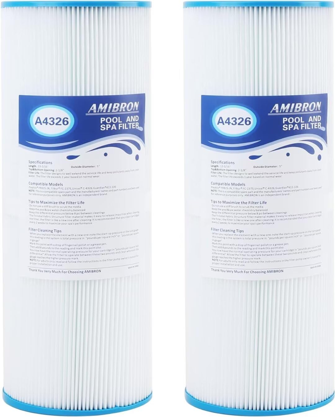 AmiBron PRB25-IN spa filter 2-pack for easy hot tub maintenance and clean water.