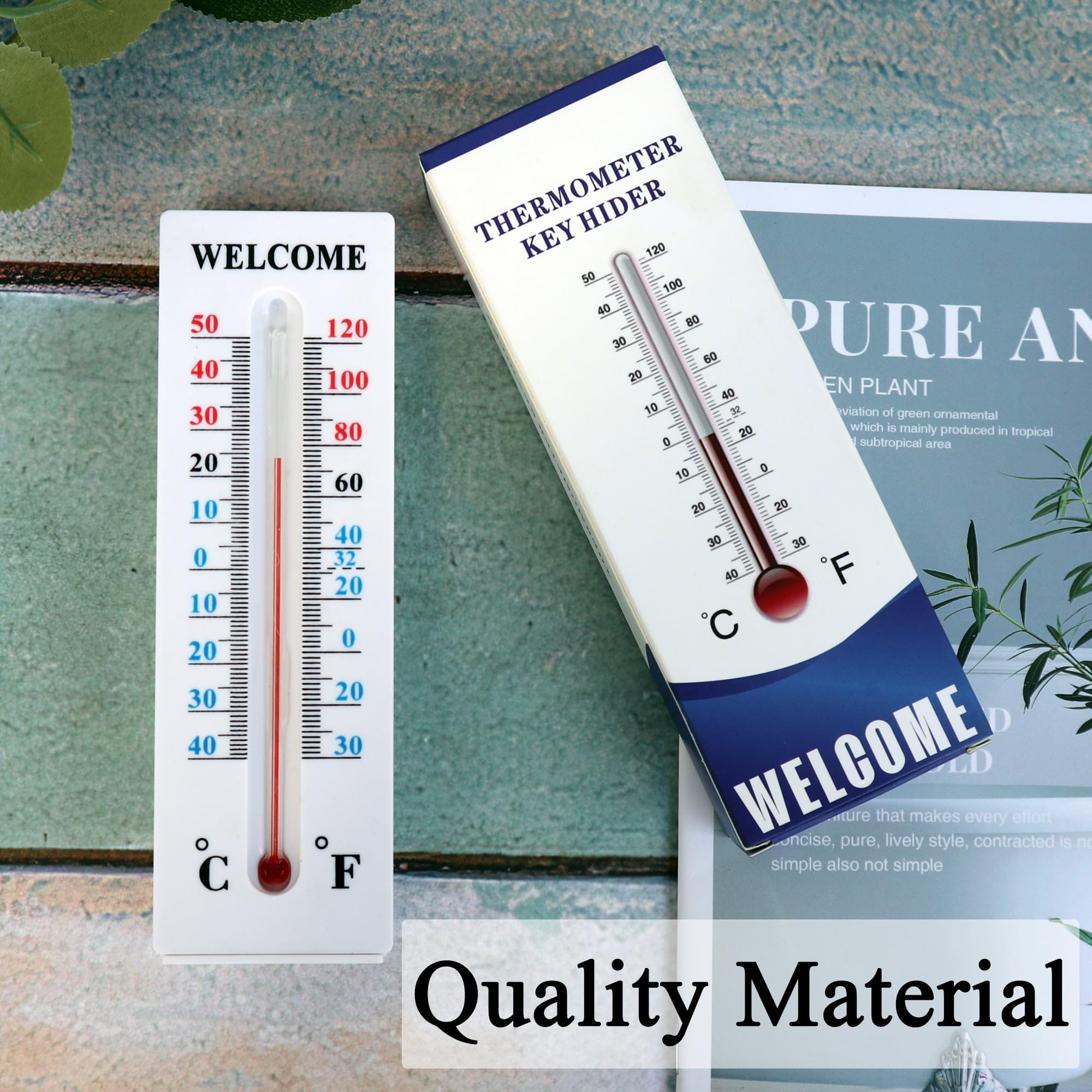Amikdis thermometer key hider disguise detail, thermometer appearance blends with yard decor.