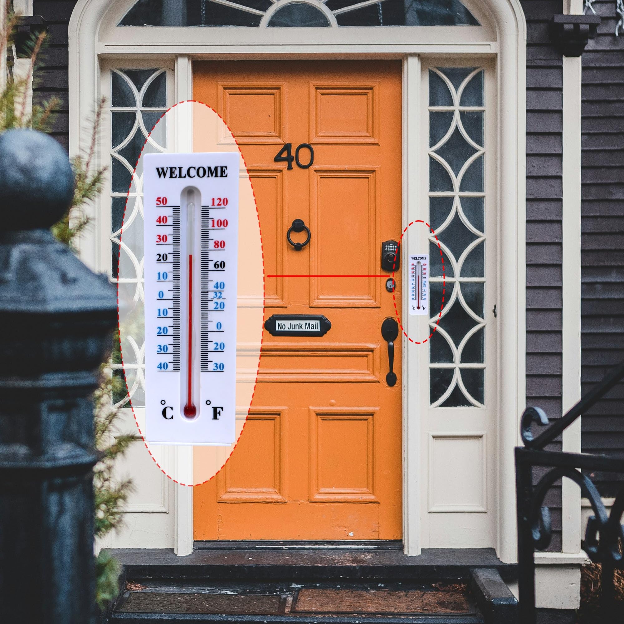Amikdis thermometer key hider outdoor yard installation with garden aesthetics.