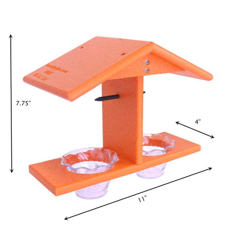 AmishToyBox Oriole feeder orange-halves pegs hold fresh fruit for birds.