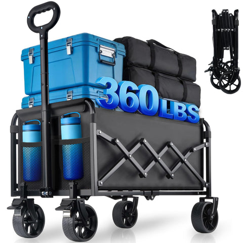 Amkurozo collapsible wagon offers space-saving portability with a compact fold.