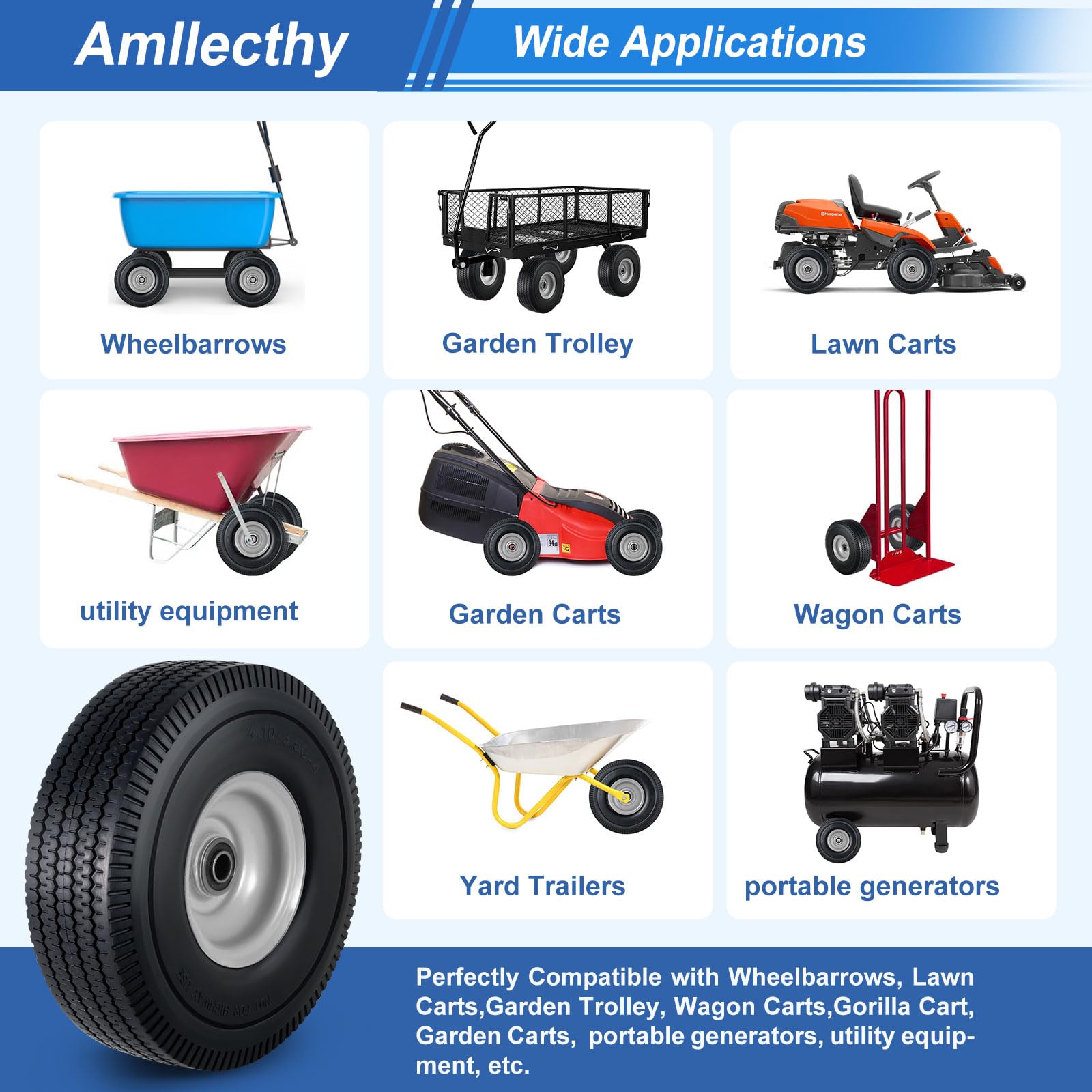 Amllecthy wheelbarrow compatibility with solid tires