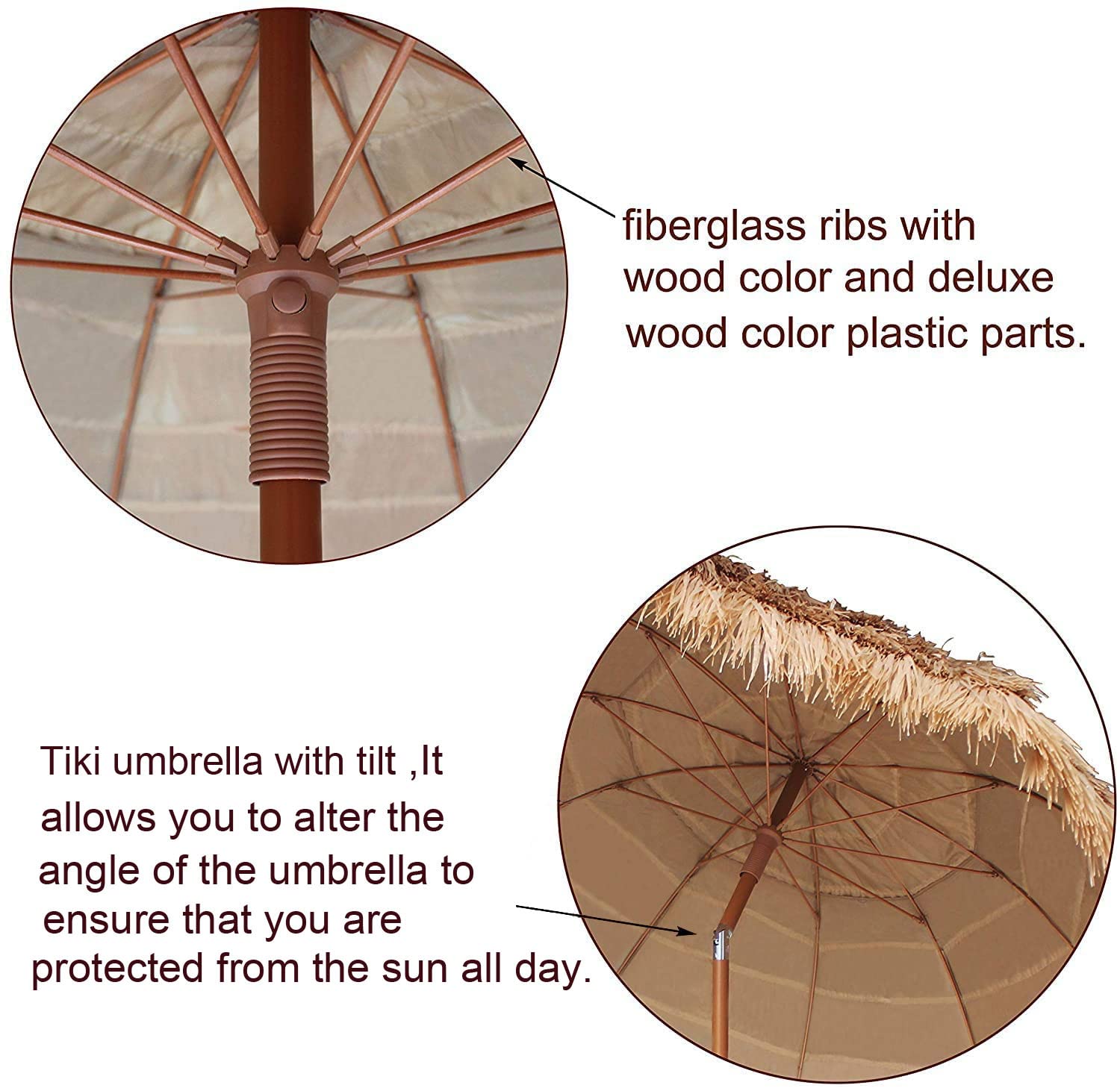 AMMSUN 10-ribs frame offers sturdy support during windy outdoor sessions