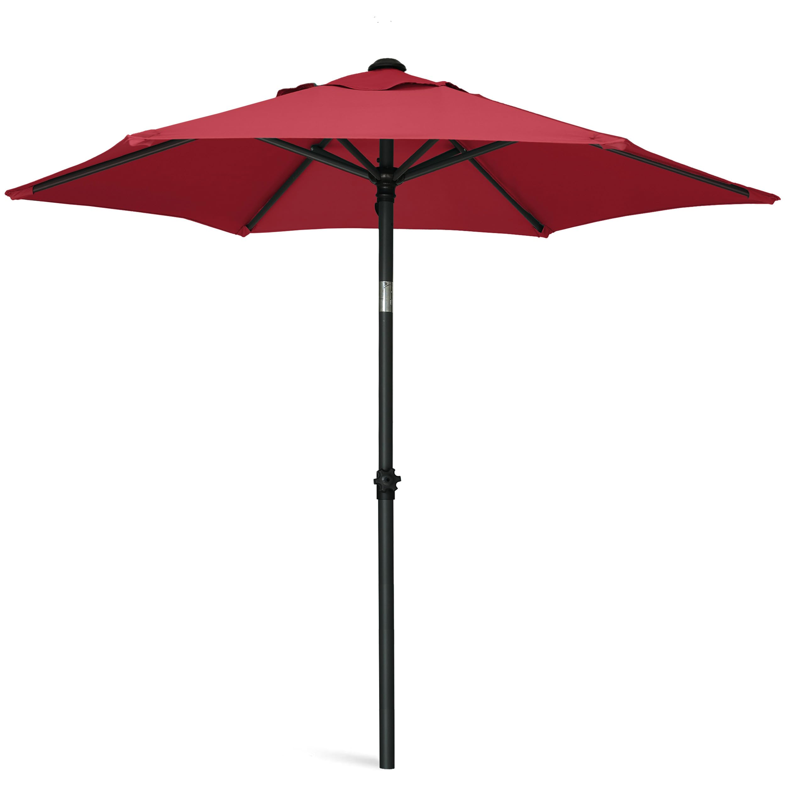AMMSUN 5.8ft umbrella with push-button tilt offers flexible shade for outdoor seating.