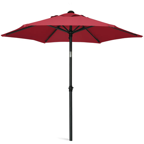 AMMSUN 5.8ft umbrella with push-button tilt offers flexible shade for outdoor seating.