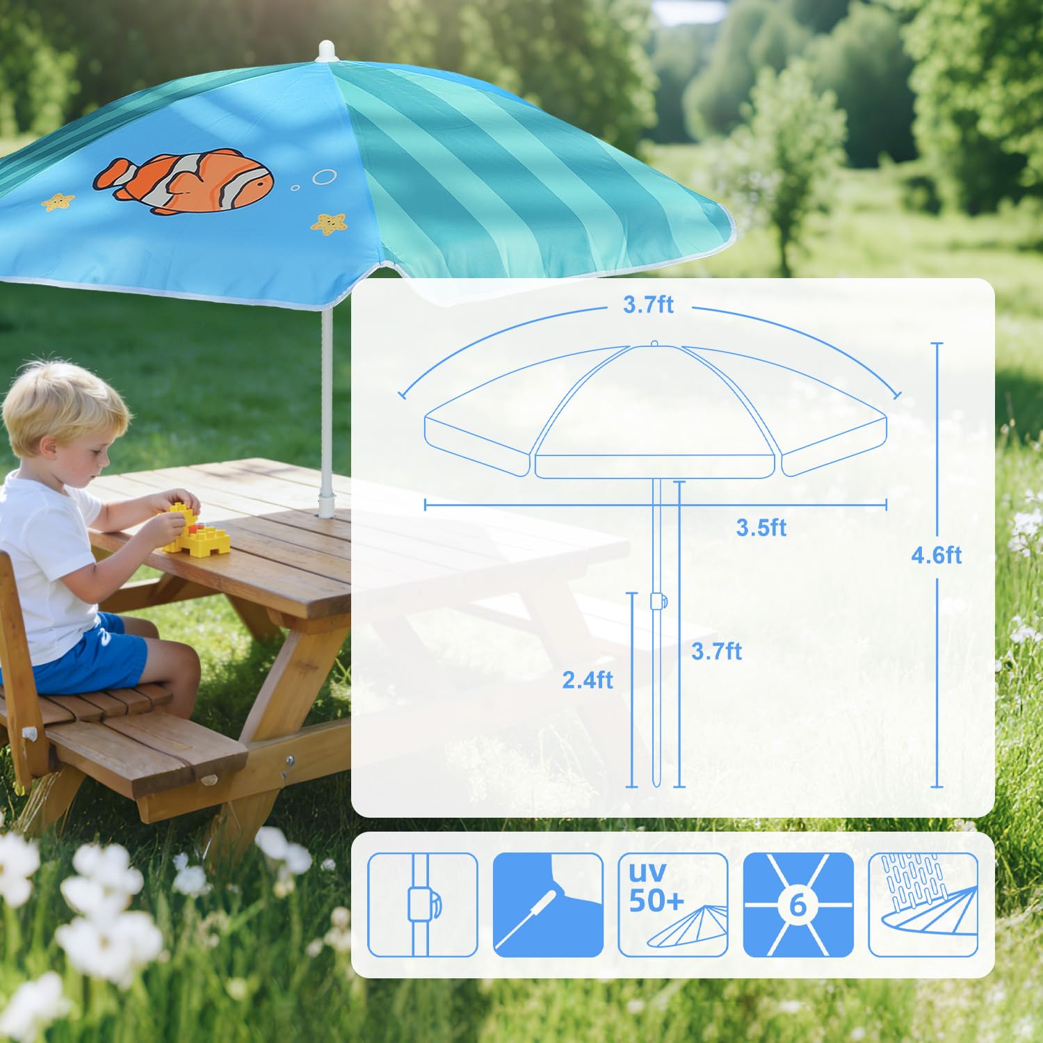 AMMSUN adjustable pole allows height customization for shade