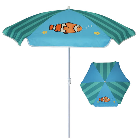 AMMSUN 5ft seaside umbrella canopy providing wide shade for outdoor play