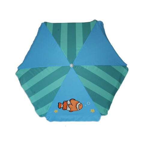 AMMSUN seaside umbrella at sand table setup for sunny outdoor fun