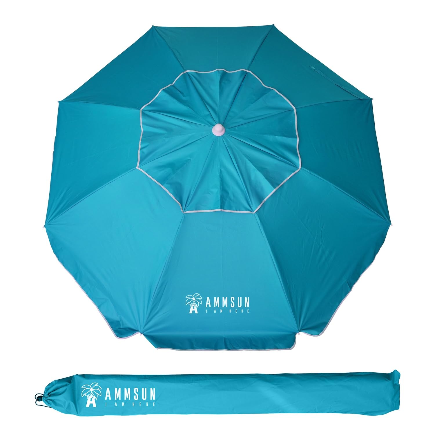 AMMSUN 6.5-foot beach umbrella with tilt for adjustable shade on sunny days.