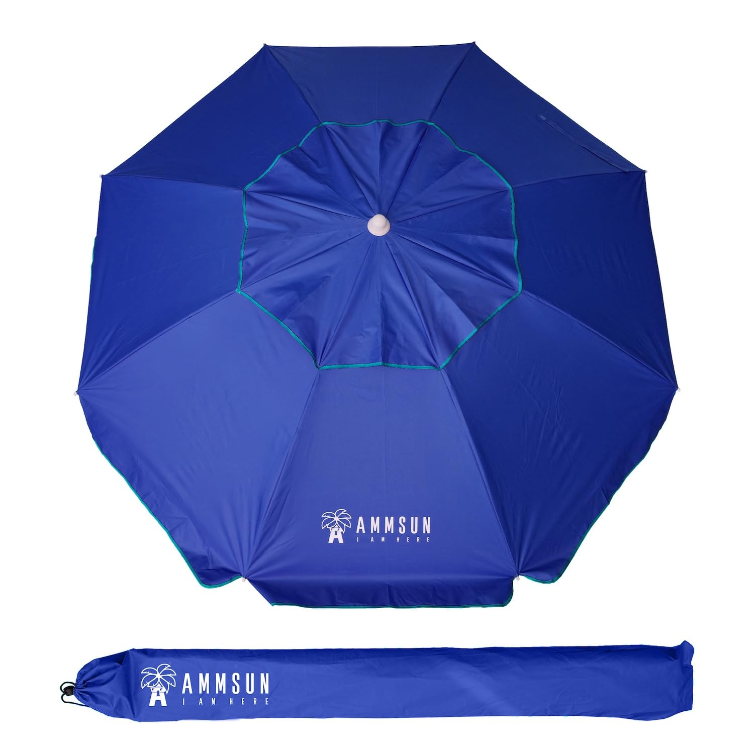 AMMSUN 6.5 ft heavy duty beach umbrella tilted for sun protection
