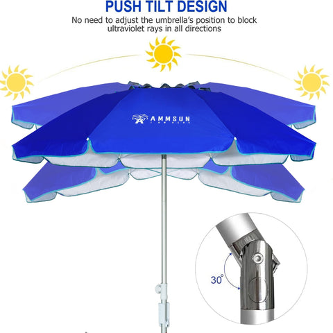 AMMSUN aluminum pole and fiberglass ribs ensure durable, rust-free support.